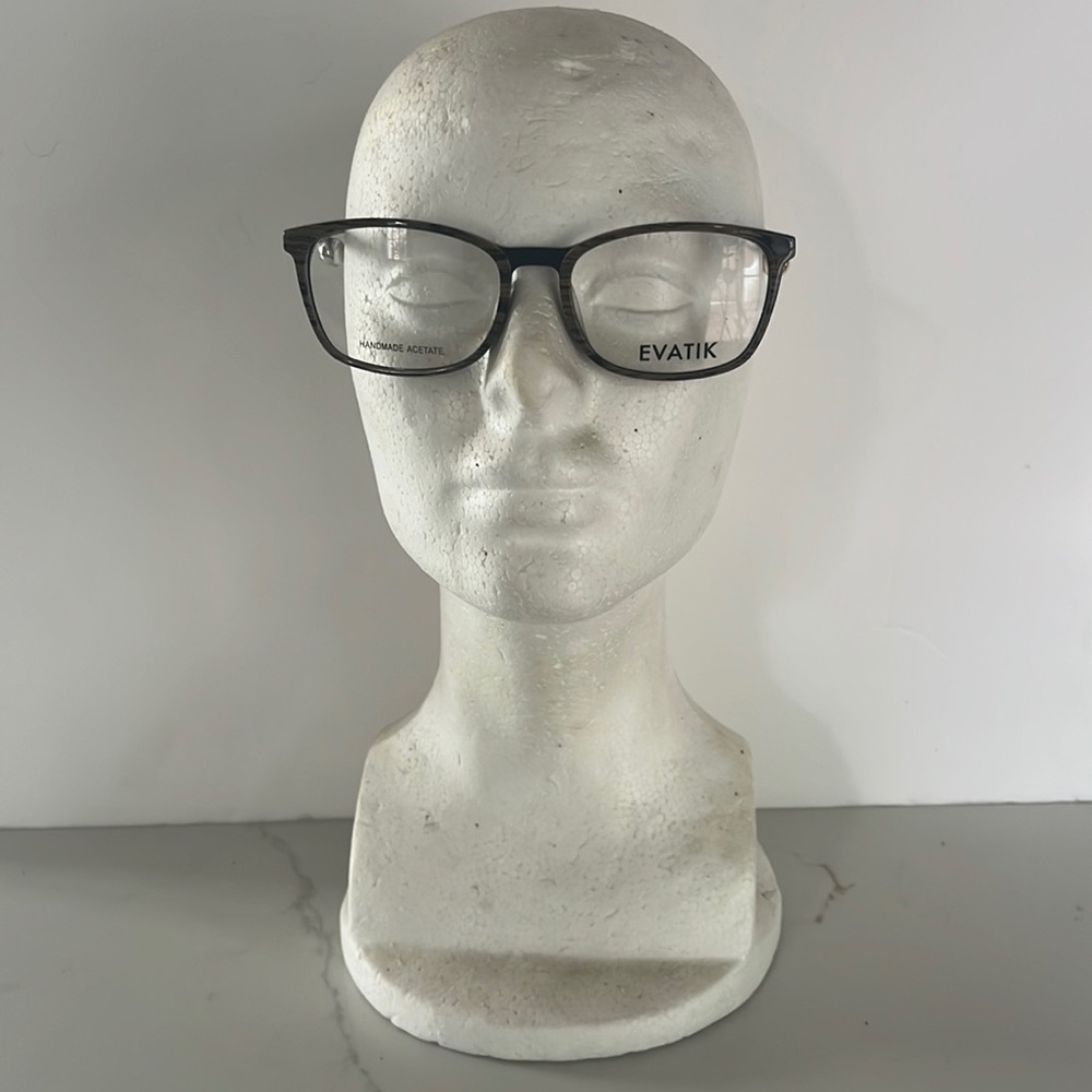 EVATIK eye glass frames matte black with faux wood grain finish
